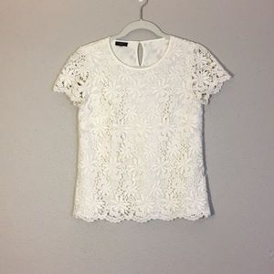 Talbots Ivory Lace Top Sz MD Petite
